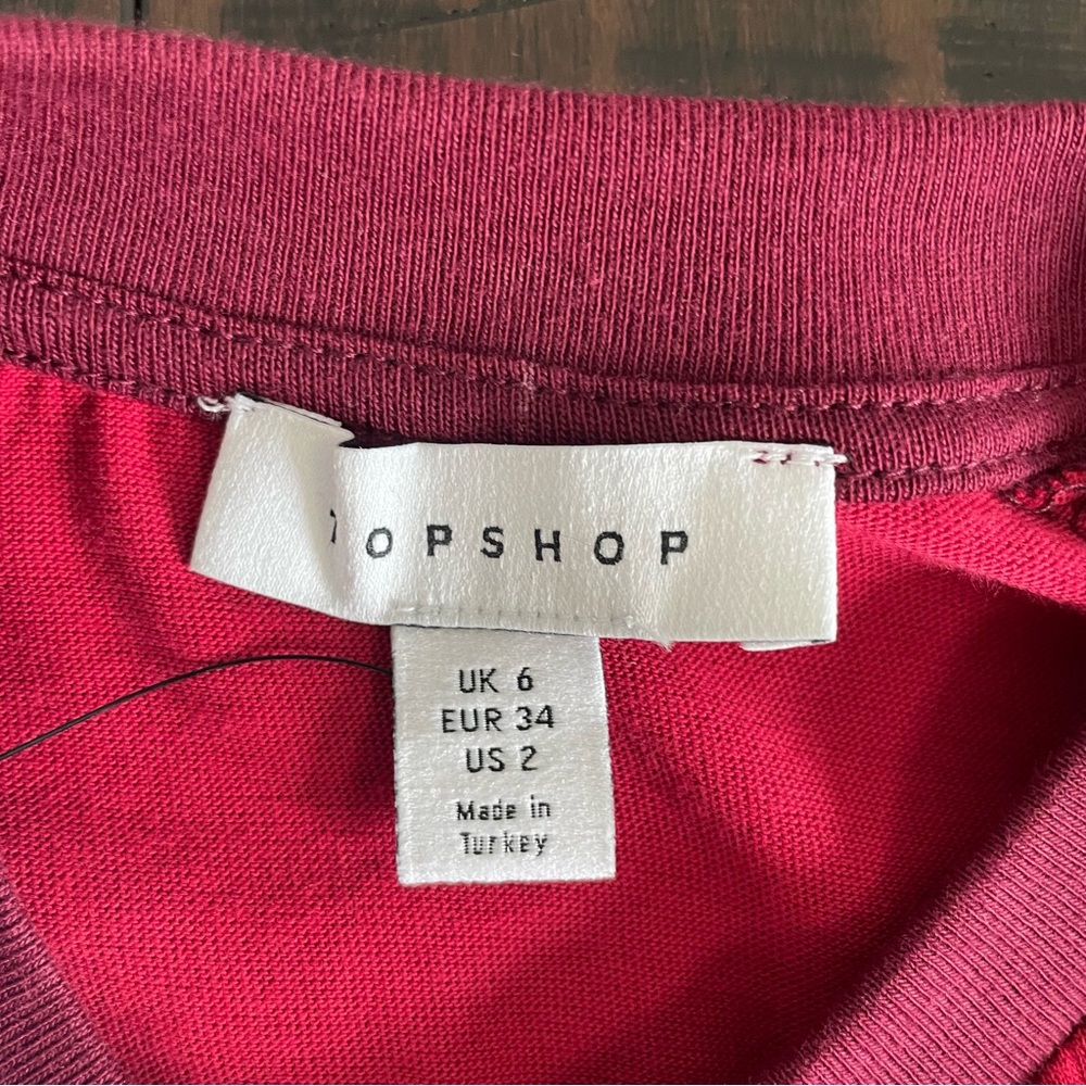 Topshop Red Varsity Raglan Long Sleeve Crop Top NWT - Picture 7 of 12